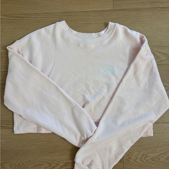 REVOLVE Light Pink Cropped Pullover Sweatshirt | Tennis Club Style | Size M - Picture 2 of 9